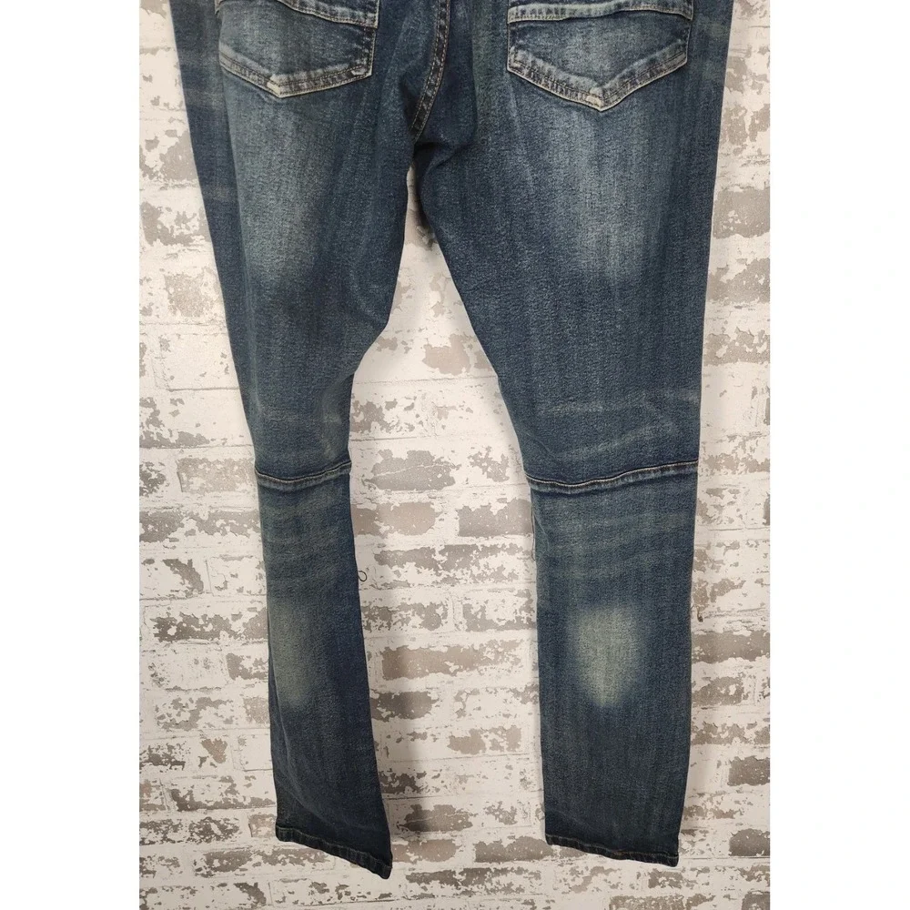 AHP‎ Another Hype Piece Moto Jeans Mens 40 Blue Distressed Biker Streetwear Slim